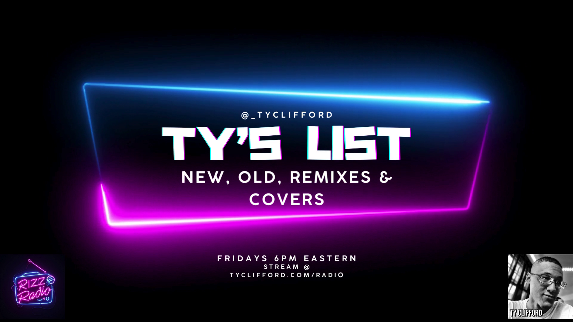 Ty's List Promotion banner. Streamn at 6 PM Eastern